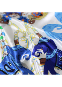 Seidentuch "Indien" creme marineblau