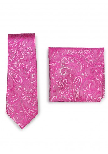 Set Businesskrawatte und Einstecktuch Paisleymotiv pink Set Businesskrawatte und Einstecktuch Paisleymotiv pink