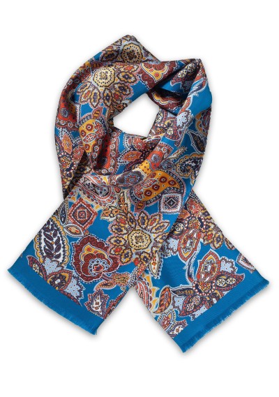 Tuchschal Paisley-Pattern stahlblau