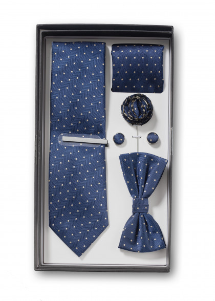 Geschenk-Set Dunkelblau Silber gepunktet