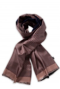 Gefütterter Seidenschal mit Ornamenten (beige)
