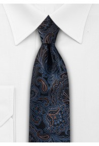 Dunkle Paisley-Krawatte Blau/Kupfer – dezent...